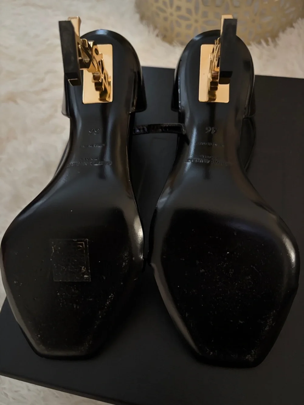Saint Laurent Black Patent Leather Strappy Heels - Picture 5 of 5